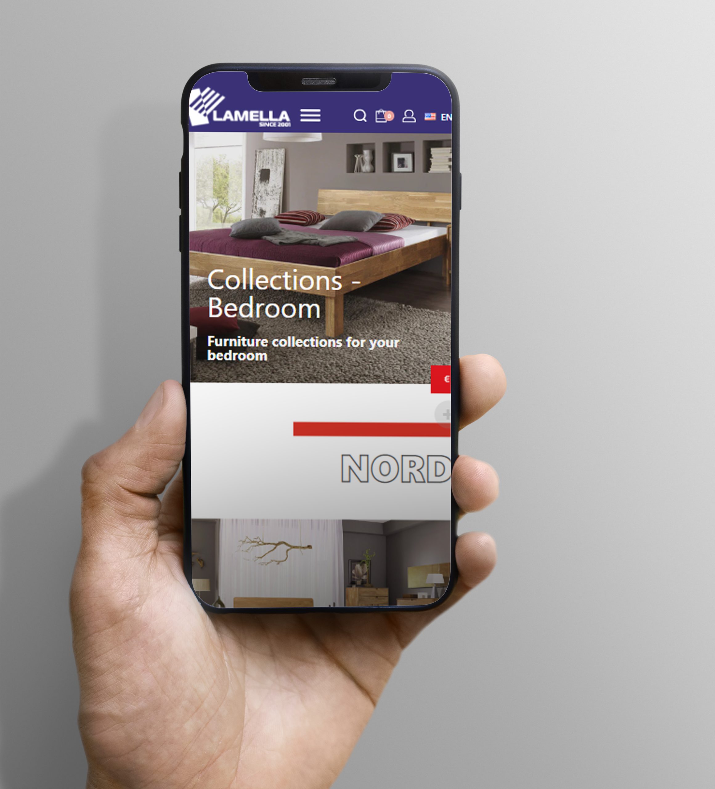 Lamella furniture website on mobile